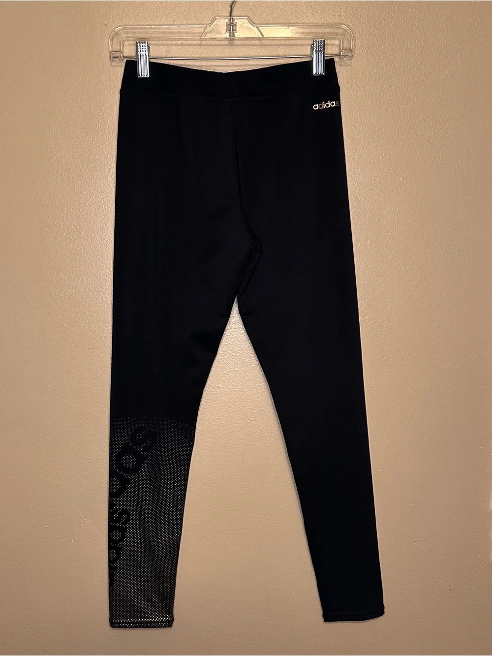 Adidas Black Kids Athletic Leggings with Gold Detail
